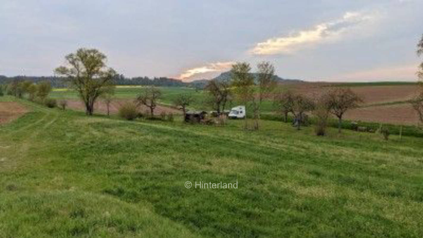 Ruhiges Obstbaumstückle umgeben von Feldern 