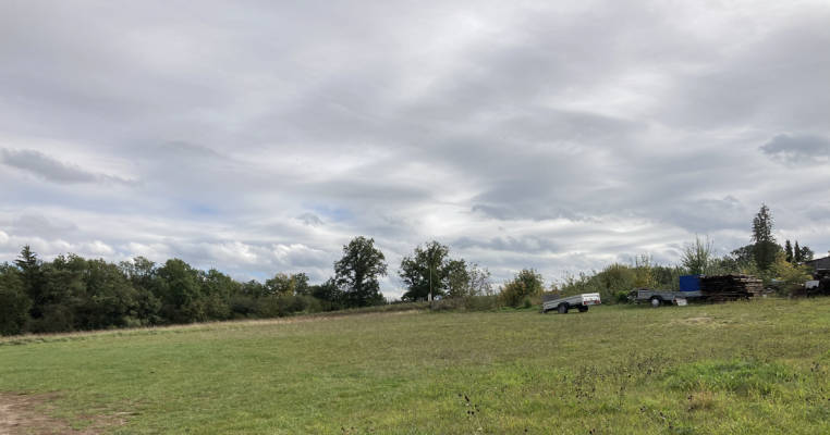 Meadow place at the edge of the village near Celtic cult site