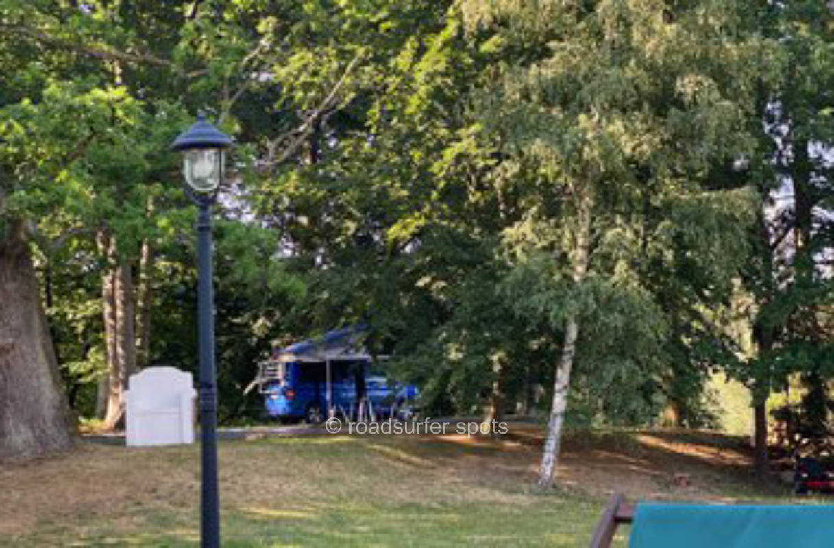 Pitch in the manor park directly on the Warnow river