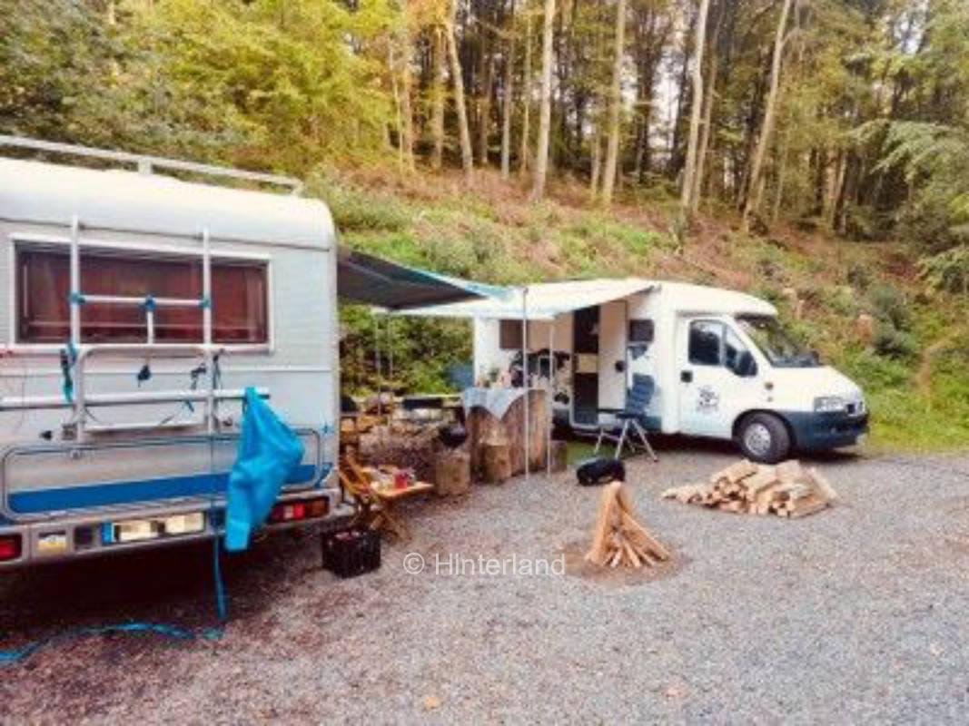 An der Blockhütte im Pfälzer Wald