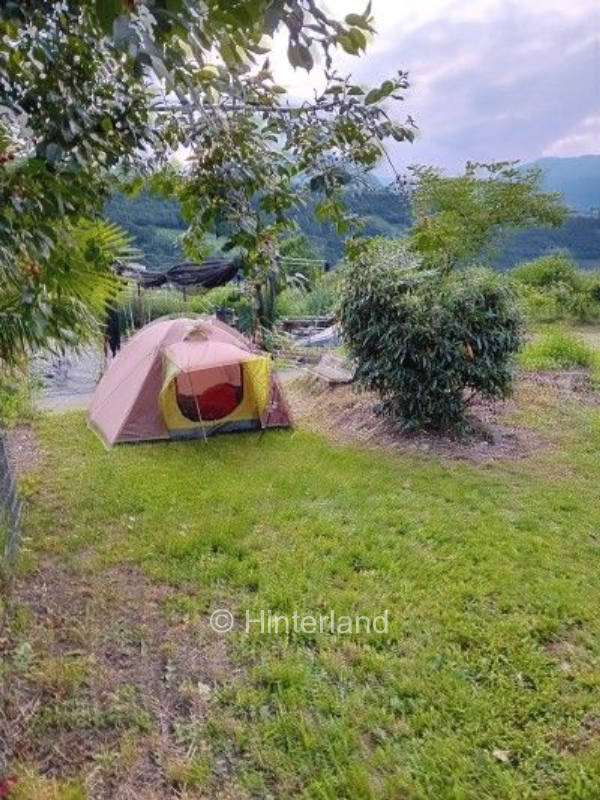 Zeltplatz in unserem Garten bei Meran
