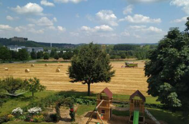 Camping in the countryside with a view of Burg Stettenfels