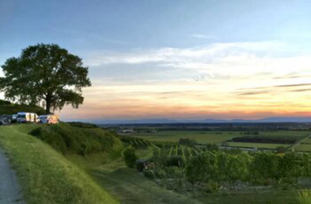 Camping with a view over the Rhine Plain