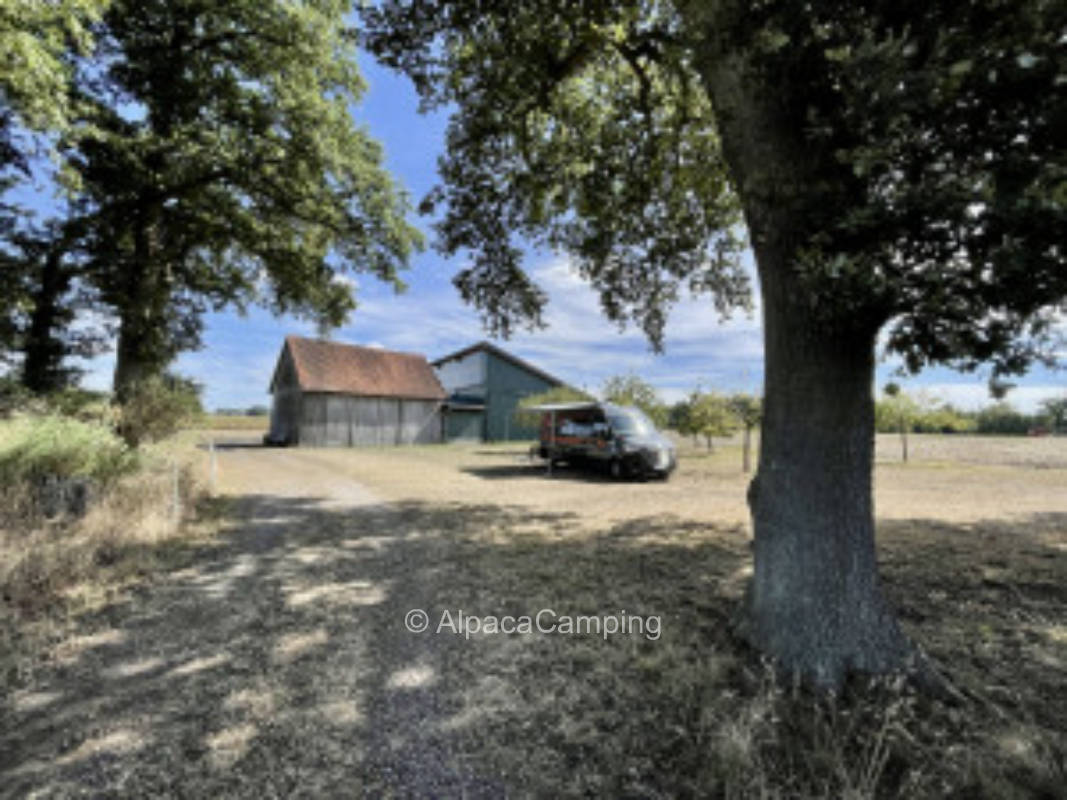 Directly on our fruit tree meadow in a quiet location with a wide view over fields, privater Stellplatz