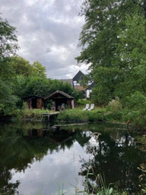 Pitch by the natural pond next to the horse pasture