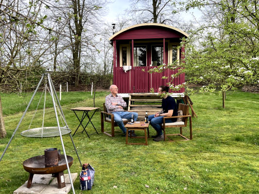 Time out by the canal in the circus wagon