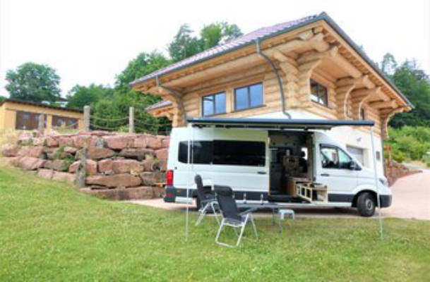 Camping at the Log Cabin in the Spessart at the Forest Edge