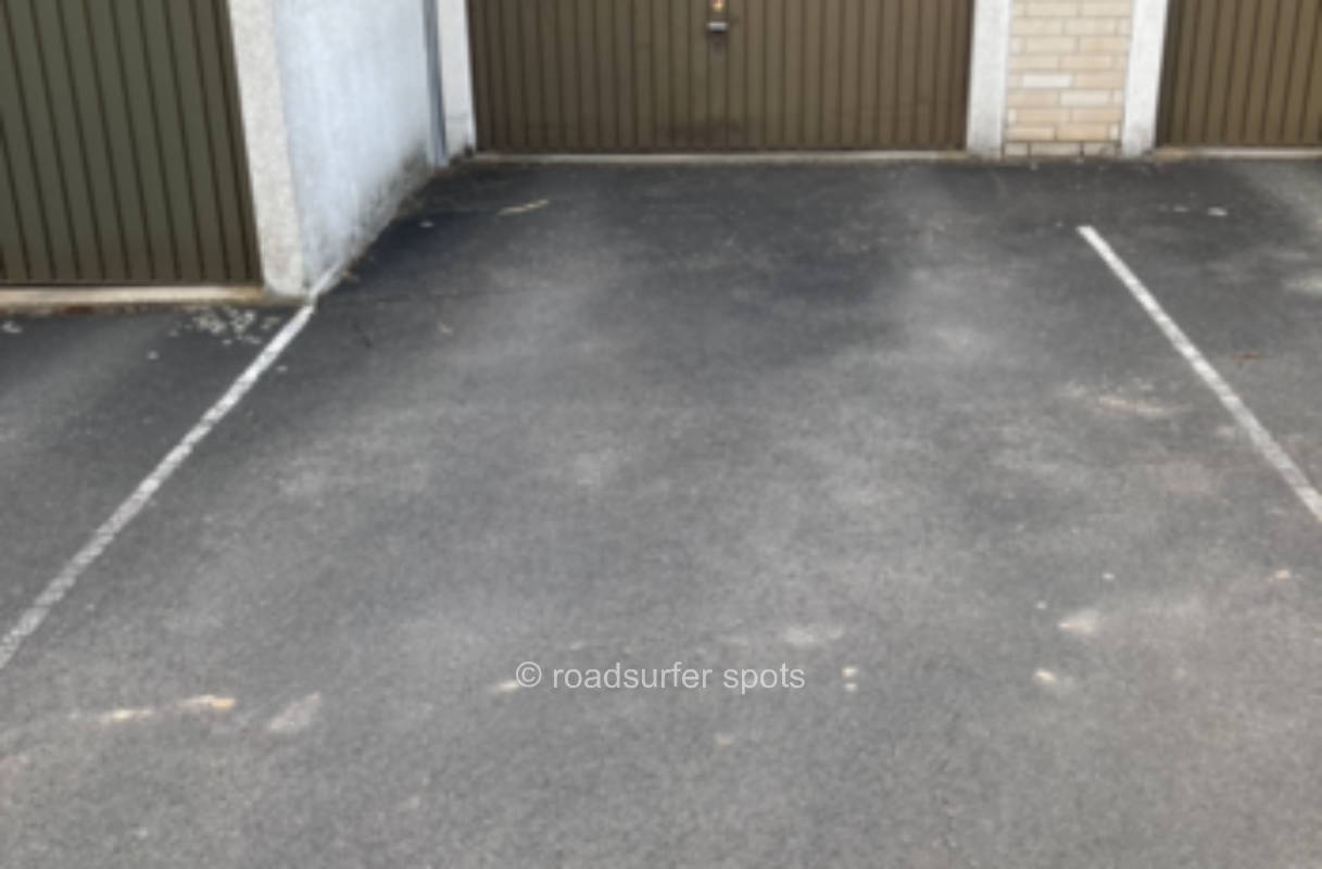 In front of the garage