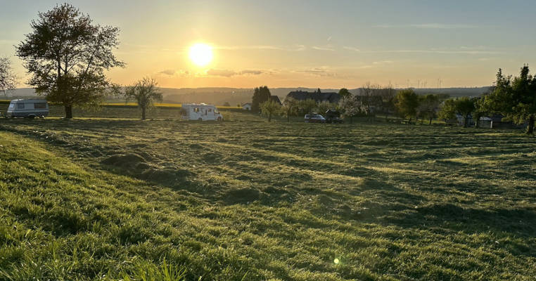 Pitch at the edge of town with extensive views