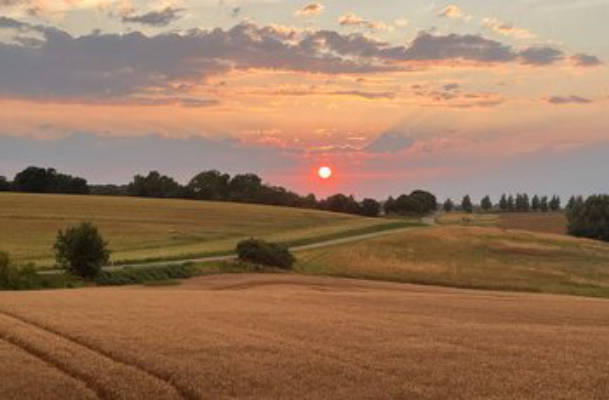 Camping Wiese mit Blick auf Dorf Mecklenburg