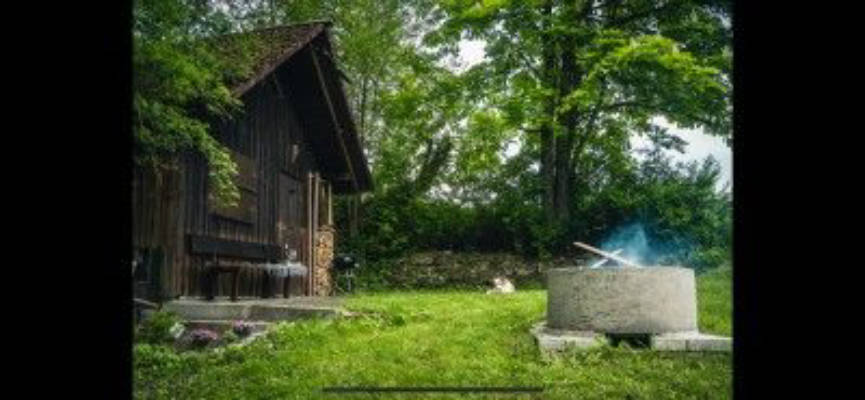 Romantic spot at the forest edge with pond