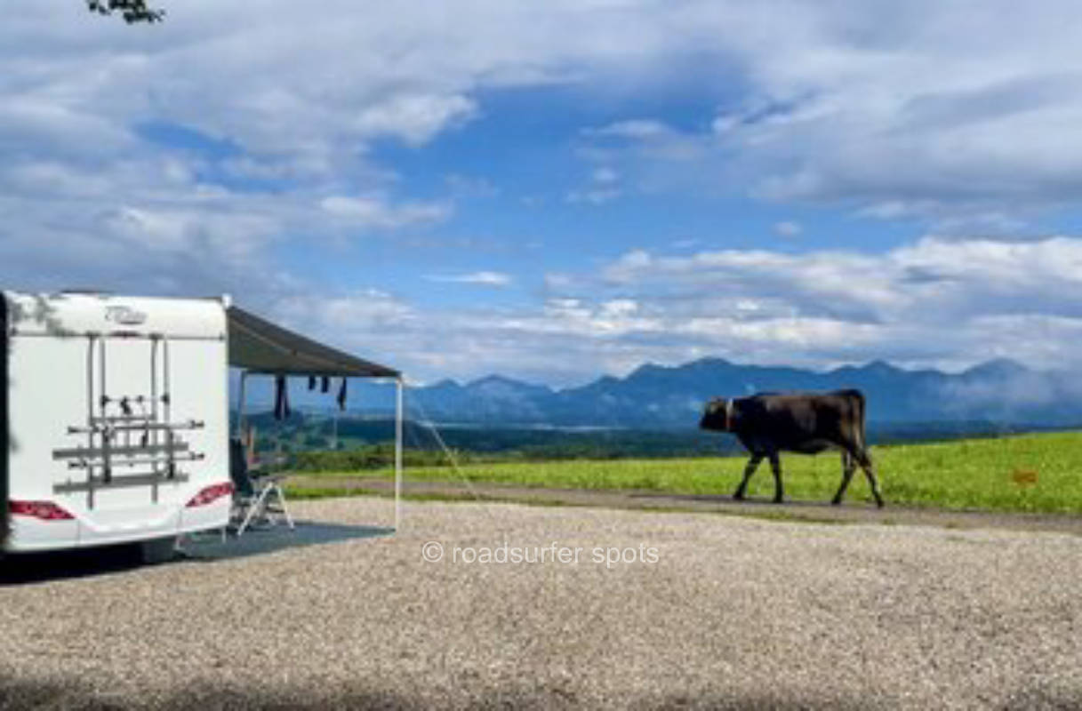 Camping mit Bergblick beim Staffelsee