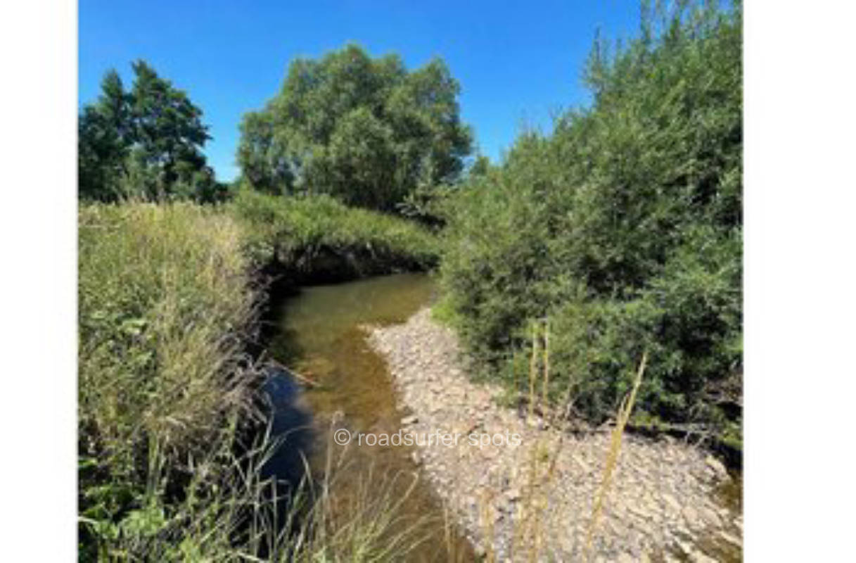 Prüm, pitch on the cycle path and the little river Prüm