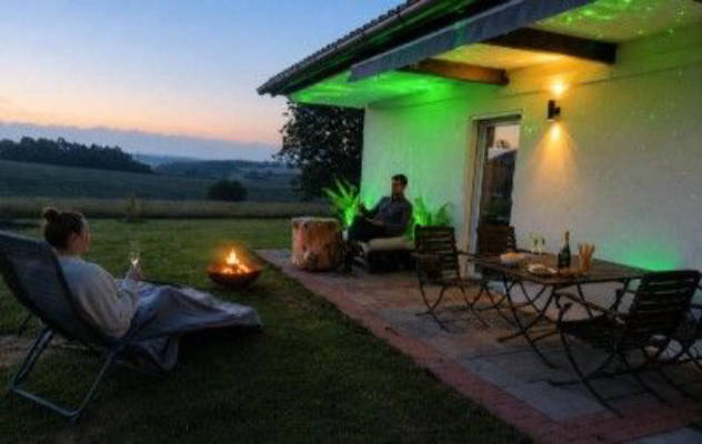 Weitblick, Privatsphäre, Außenwaschbecken und Bad