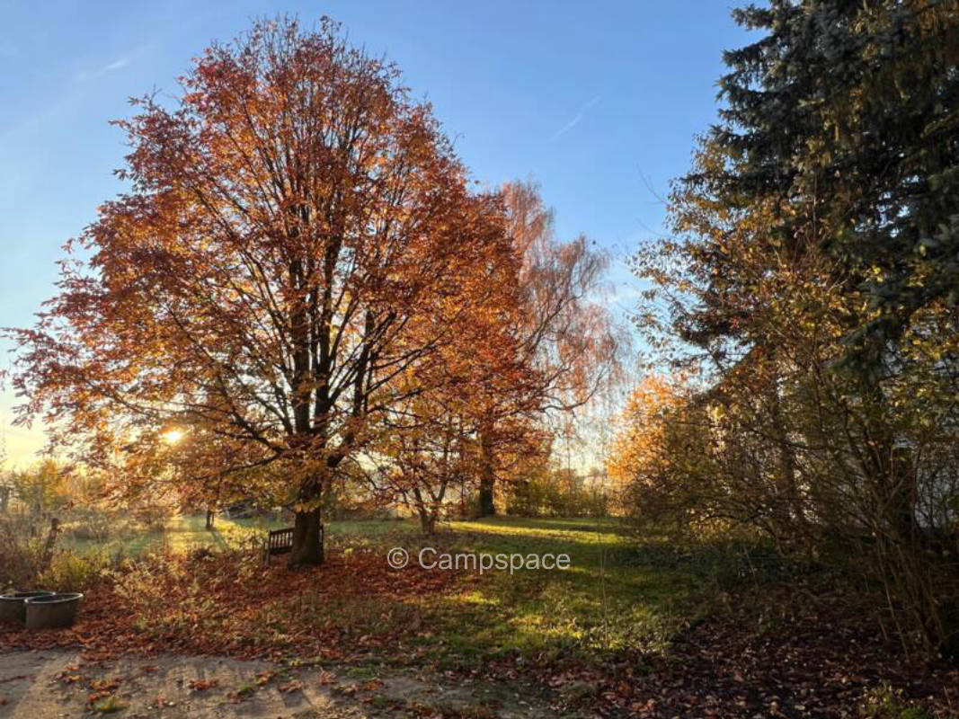 Bunter Hof am Rande der Stadt