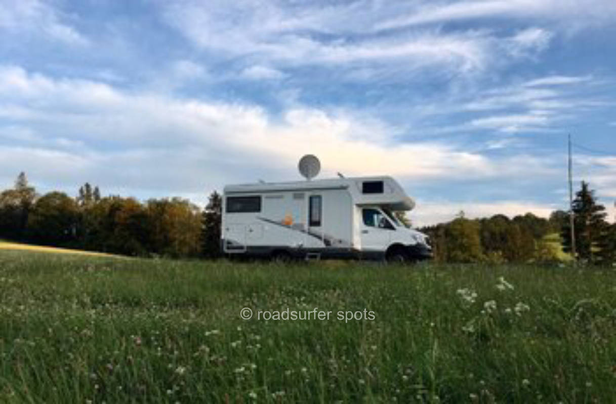 Camping in the wild meadow