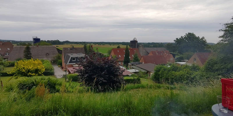 In the middle of the village right in the green