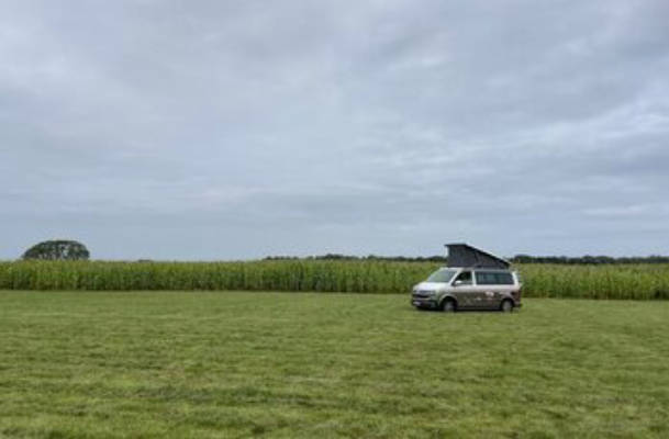 Camping auf der Wiese nahe der Ostsee