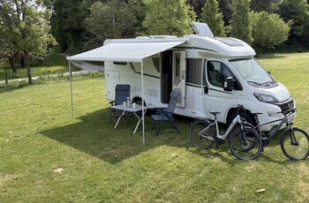 Camping space at the forest edge