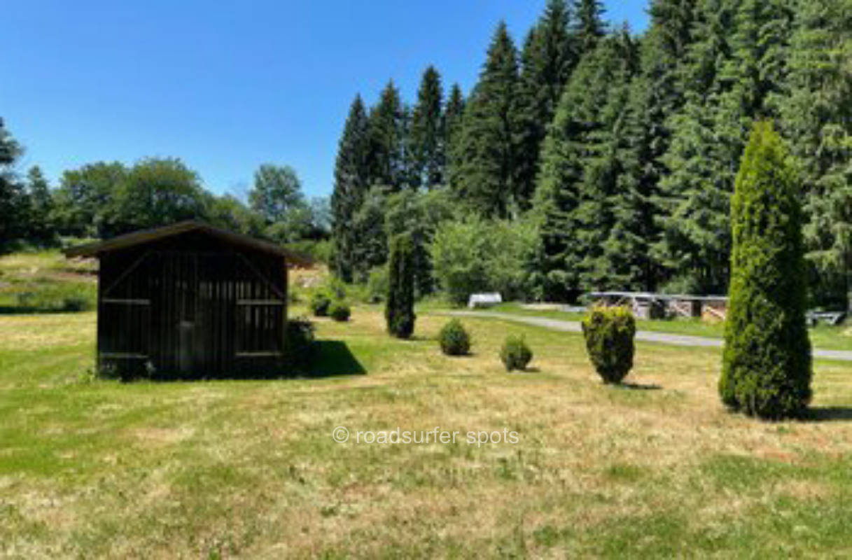 Secluded meadow on the edge of the forest, privater Stellplatz