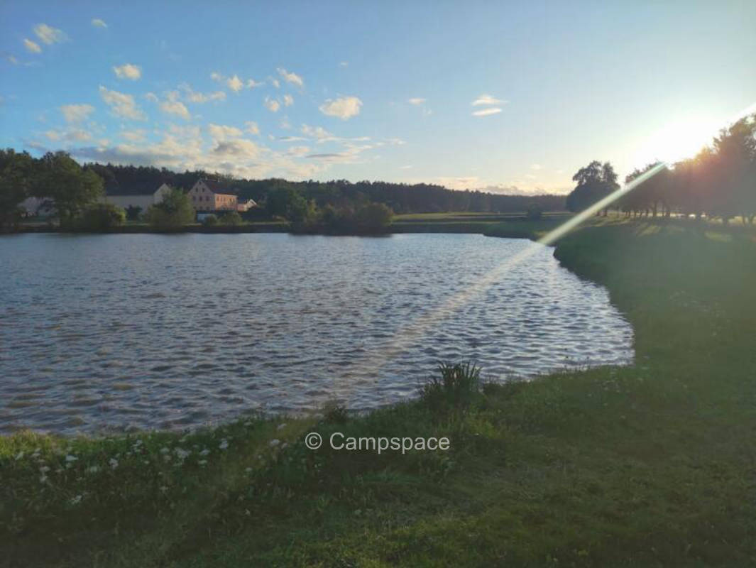Waldcamping mit Weiher auf einem Gutshof im Aischgrund
