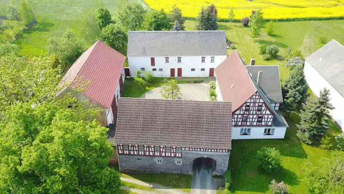 Historic four-sided farmhouse with natural garden