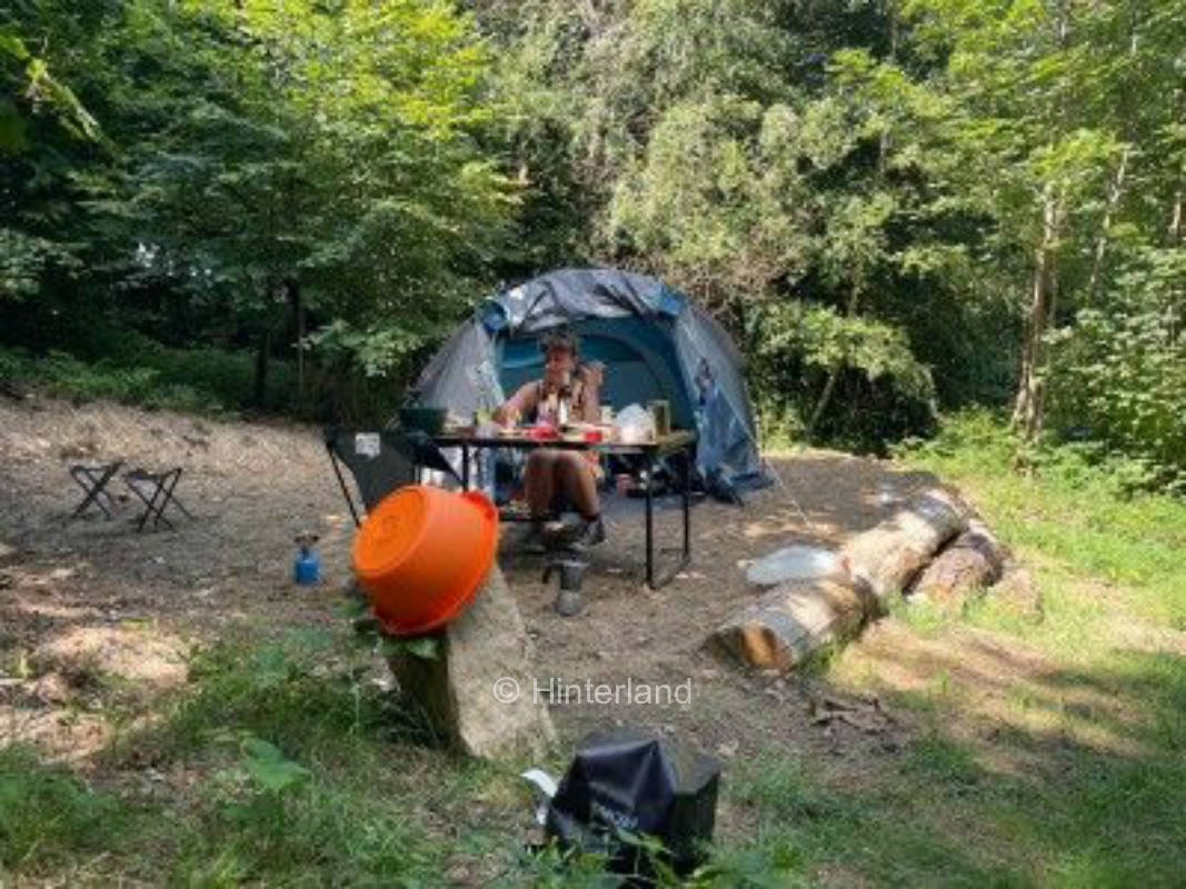 Off grid nature campsite in private forest garden 