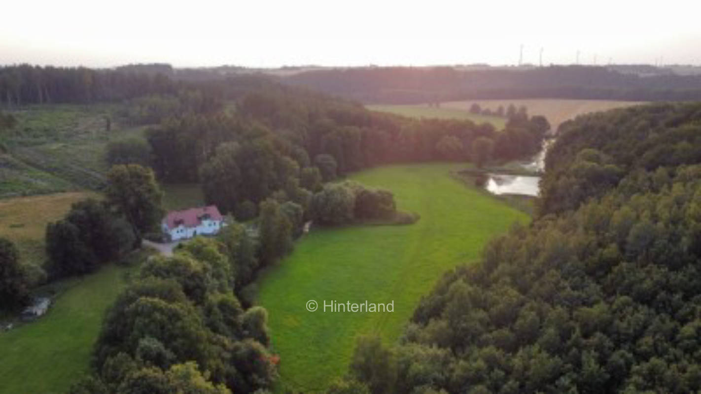 Large meadow in a small valley directly by the stream