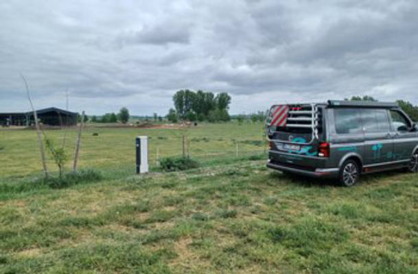 Motorhome pitch with meadow view