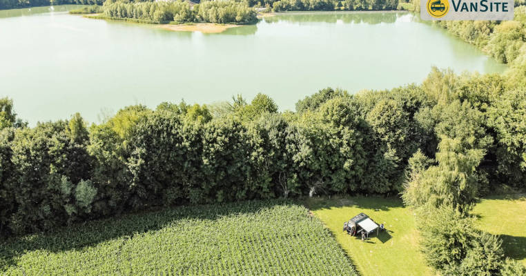 Green meadow in the Bentfeld lake landscape