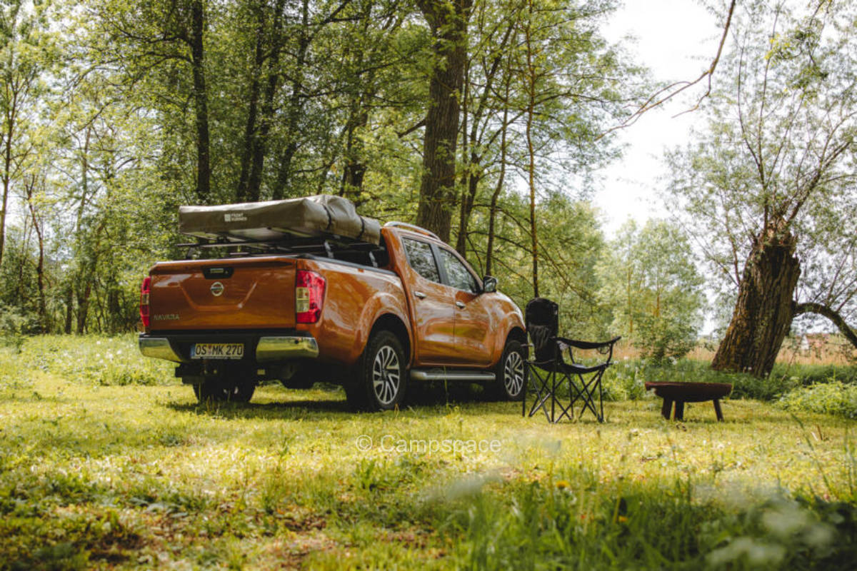 Farm camping in a secluded location on the Franconian river Saale