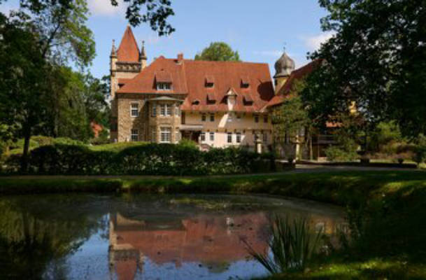 Parking spot in the castle park - nature and village